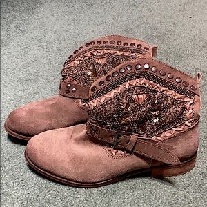 Leather sequin booties